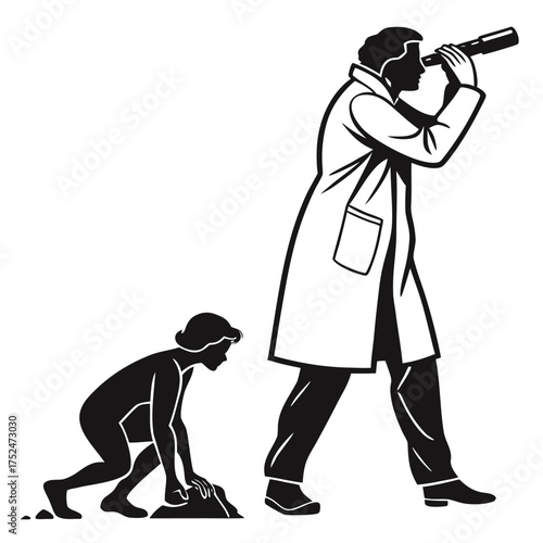 Scientist checking silhouette