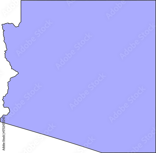 Blue silhouette vector of Arizona state boundary, rendered in a solid blue fill, providing a clean, minimalist, and impactful graphic representation of the Southwestern U.S. territory.


