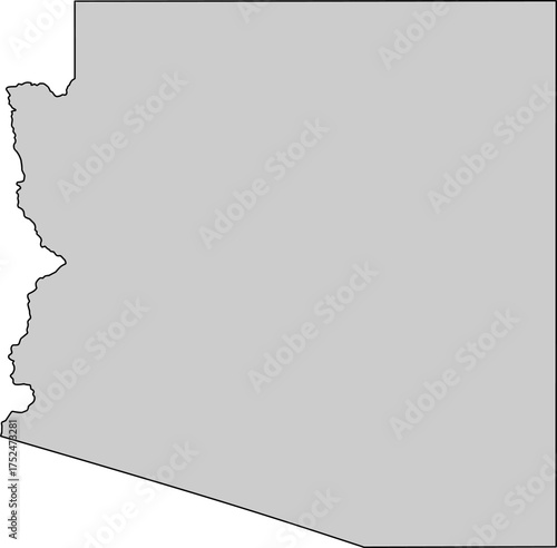 Gray silhouette vector of Arizona state boundary, rendered in a solid gray fill, providing a clean, minimalist, and impactful graphic representation of the Southwestern U.S. territory.

