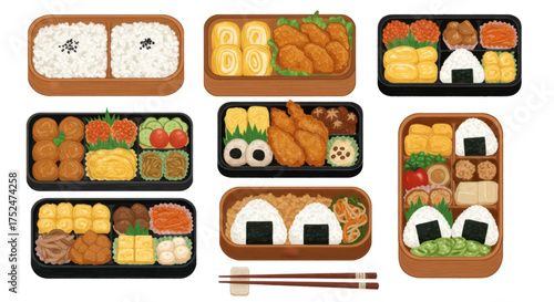 Delicious and Diverse Bento Box Lunches, A Japanese Culinary Delight