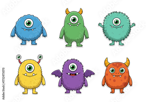 Delightful monster collection for kids' designs, perfect for Halloween or birthday invitations, adding fun and whimsy to any creative project