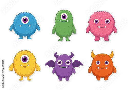 Colorful collection of cute cartoon monsters perfect for kids' designs, playful animations, and whimsical branding projects, adding fun to any creative work
