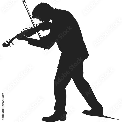 Violinist bending forward silhouette