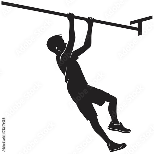 Gymnast hanging on bar silhouette