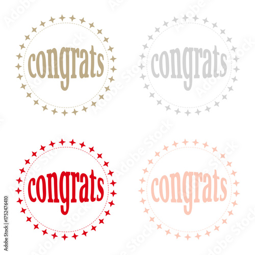 Congrats Label Set – Japanese Celebration Colors (Gold, Silver, Red, Cherry Blossom)