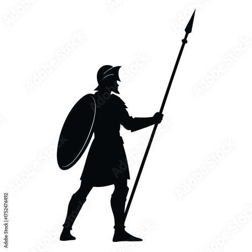 Knight standing with lance silhouette