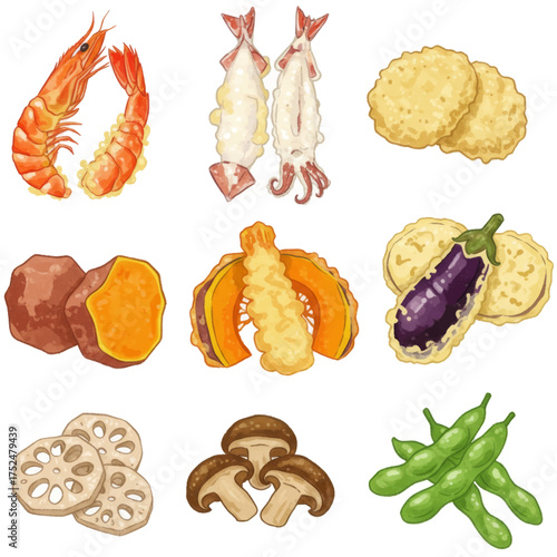 Delicious variety of Japanese tempura vegetables and seafood, perfect for culinary inspiration