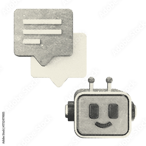 3d artificial intelligence robot virtual icon halftone