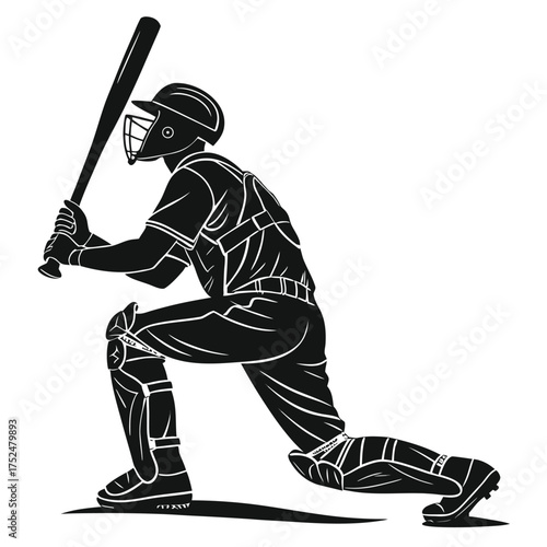 Baseball catcher waiting silhouette