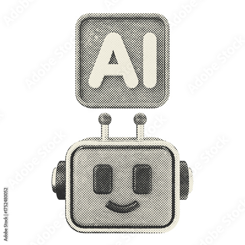 3d artificial intelligence robot virtual icon halftone