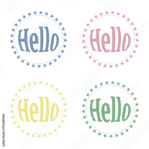 Hello Text Logo Set (Muted Pastel Colors)