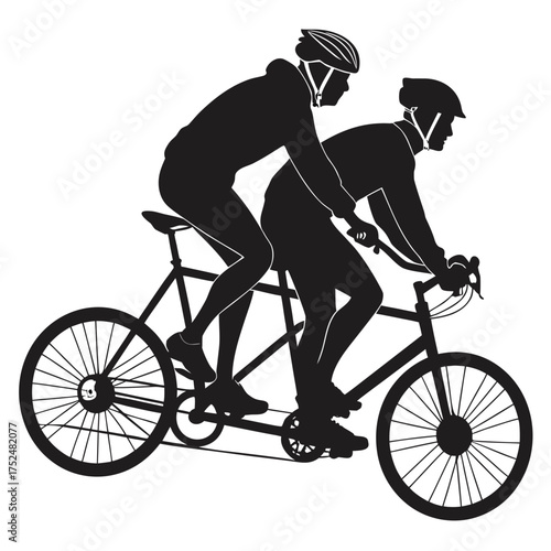 Cyclist riding tandem silhouette
