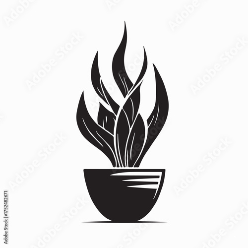 Potted Snake Plant Minimalist Logo Vector Design on white background