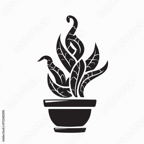 Snake Plant Pot Logo Design Vector Illustration on white background