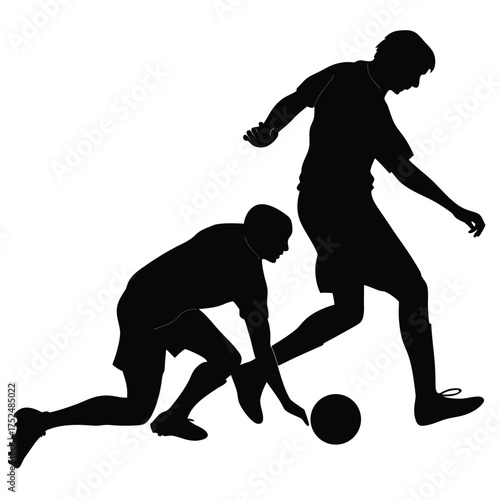 Soccer tackling silhouette