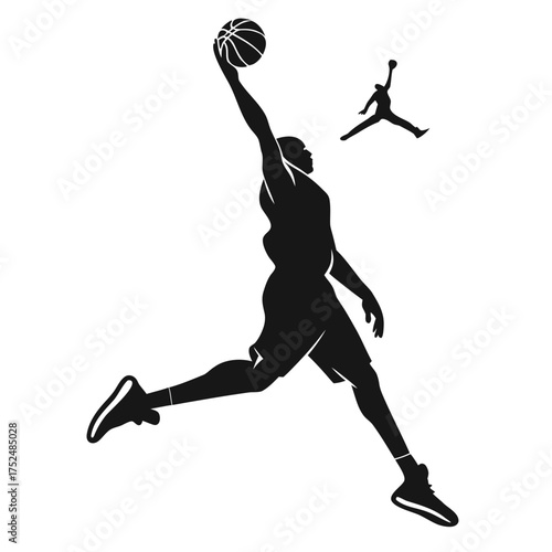 Basketball dunking silhouette