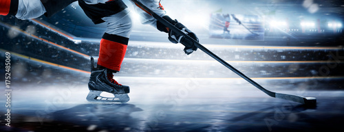 Photography Hockey player on the rink at high speed
