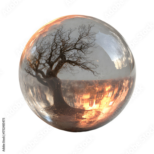 Dreamlike Tree Contained Inside a Glass Orb Showing Nature's Beauty