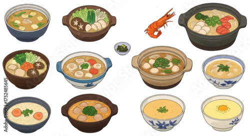 Japanese hot pot dishes and seafood, delicious and nutritious meals