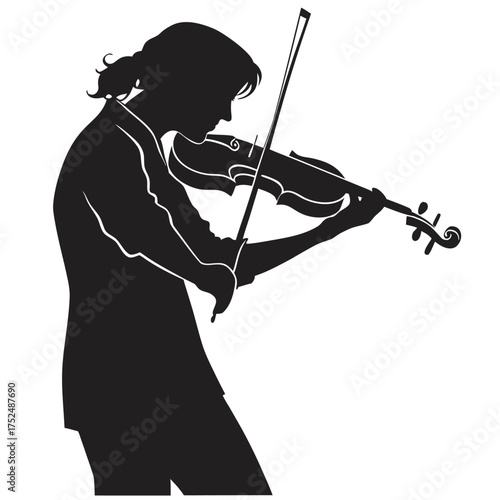 Violinist adjusting silhouette