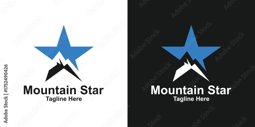 Obraz premium Mountain Star Logo – Symbol of Strength, Achievement, and Nature