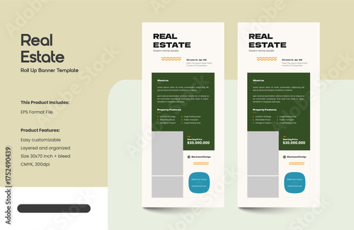  Clean, Modern and Professional Real Estate Roll Up Banner Template
