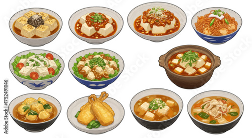 Collection of delicious Japanese food dishes, JP441
