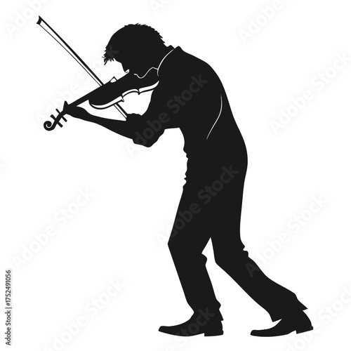 Violinist bowing gracefully silhouette