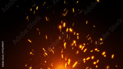 Glowing particles of burning fire Cinematic background. fire sparks particles animation. fire embers animation on black background. dusty glowing hot fire particle flying animation 4k stock video.