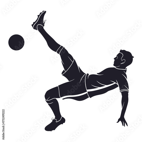 Soccer player sliding kick silhouette