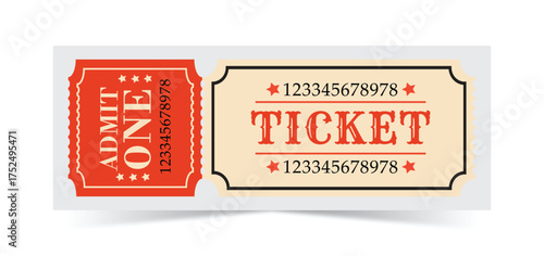 Vintage style ticket for entry or event admission