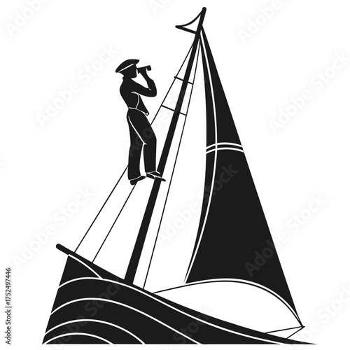 Sailor on mast silhouette