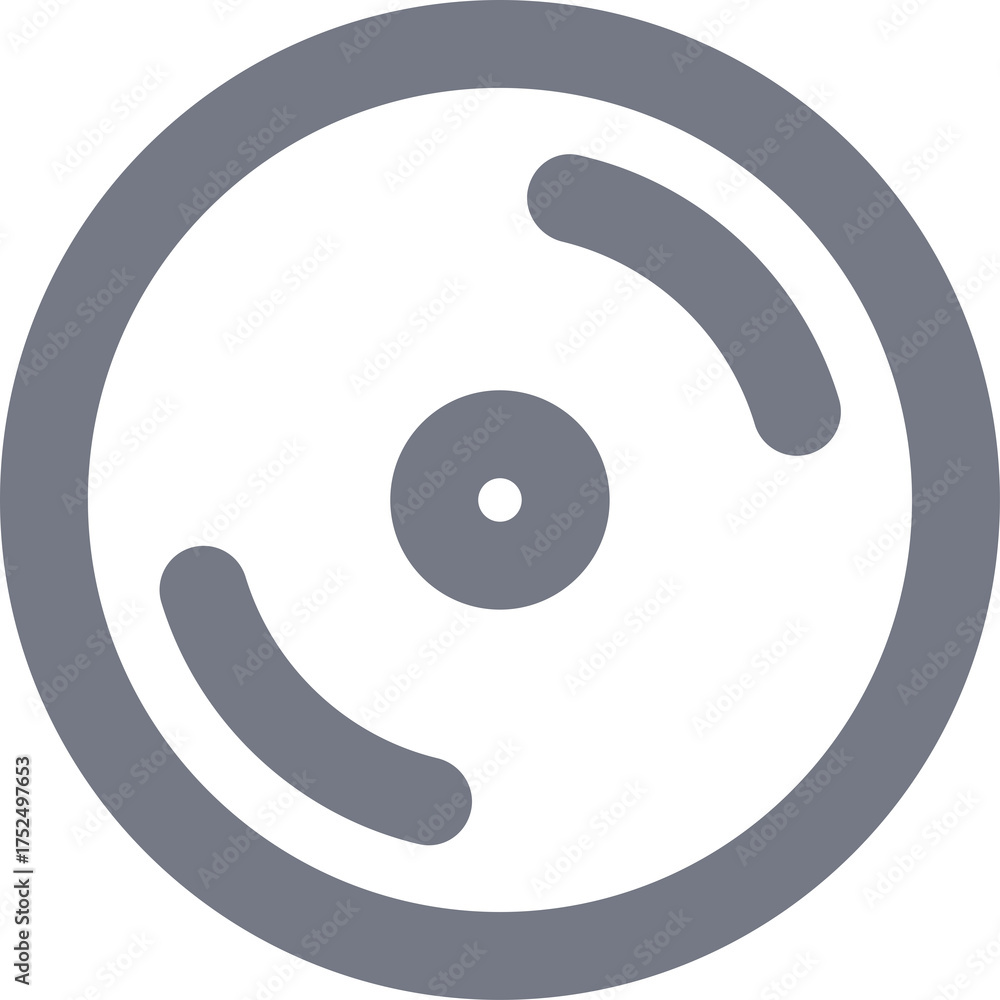 Obraz premium Gray Circular Icon with Concentric Rings and a Central Dot on Transparent Background Represents Data Storage or Media