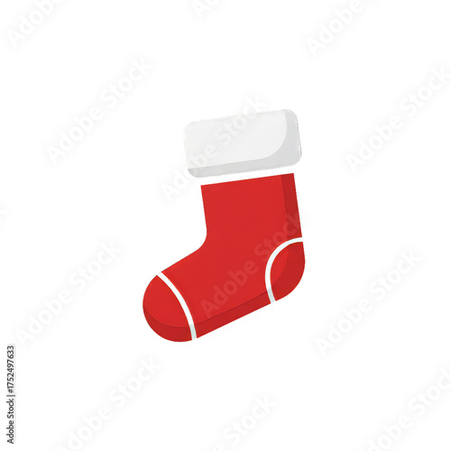 Festive Christmas stocking icon isolated on transparent background for easy customization in graphic design and holiday promotions.