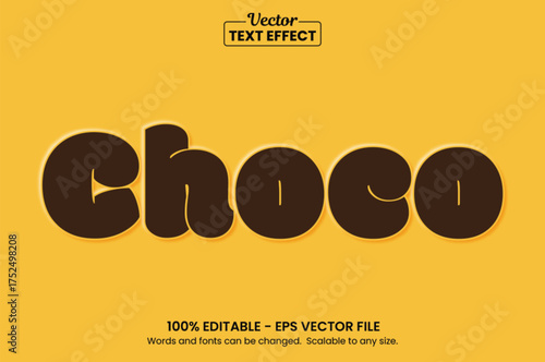 Choco Text Effect – Editable Chocolate Typography Style – Sweet Brown Bold Font Vector Design for Dessert, Candy, or Bakery Branding