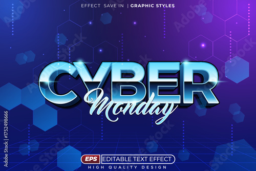 Editable 3d text effect cyber monday for banner and poster design
