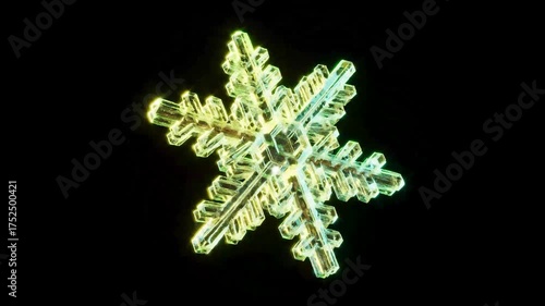 snowflake glass star on black bg able to loop