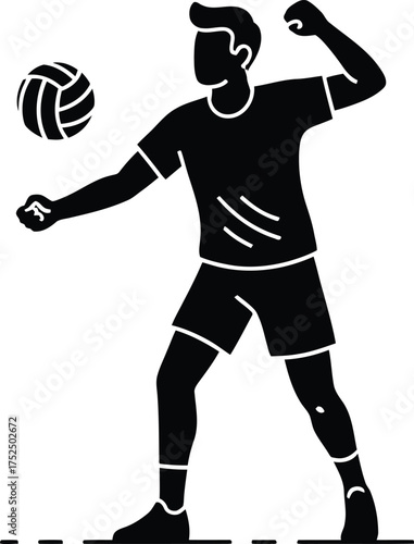 Silhouette of a male volleyball player in action