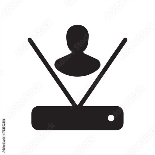 Live Streaming Communication Icon Design representing a person broadcasting online on a digital platform for modern connectivity and global interaction silhouette