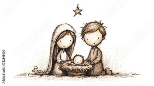 Birth of Jesus In Cartoon Style