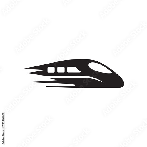 Sleek High Speed Train Black Silhouette Icon Vector Illustration Design Element Promoting Modern Transportation Systems and Technological Advancement on Rails