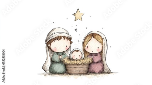 Birth of Jesus In Cartoon Style