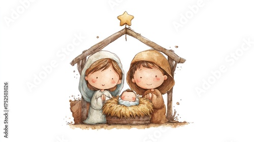 Birth of Jesus In Cartoon Style
