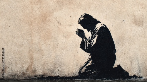 Stencil Art of Jesus Praying