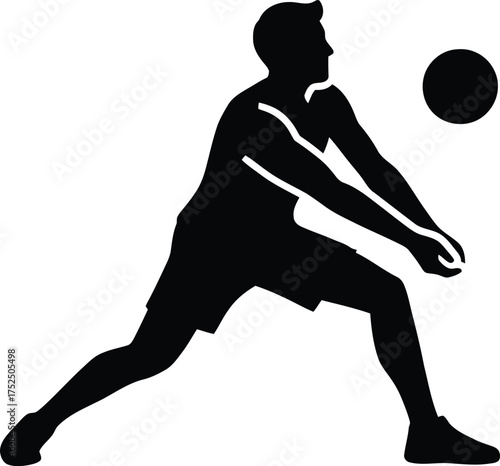 Silhouette of a volleyball player performing a bump