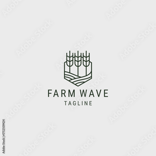 Farm wave logo style icon design template vector illustration