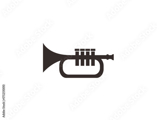 Stylized heart-shaped flower with two leaves on a white background, simple graphic design.