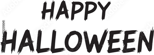 "Happy Halloween" text rendered in a brush stroke style with rough, uneven edges, giving it a handcrafted and slightly unsettling artistic touch for the holiday.