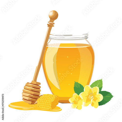 bright honey jars  great for showcasing a complete range of organic, healthy, sweet products - Vector Illustration