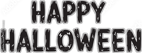 Happy Halloween text vector with a distressed, textured, and slightly rugged appearance, perfect for a grunge or edgy holiday design.